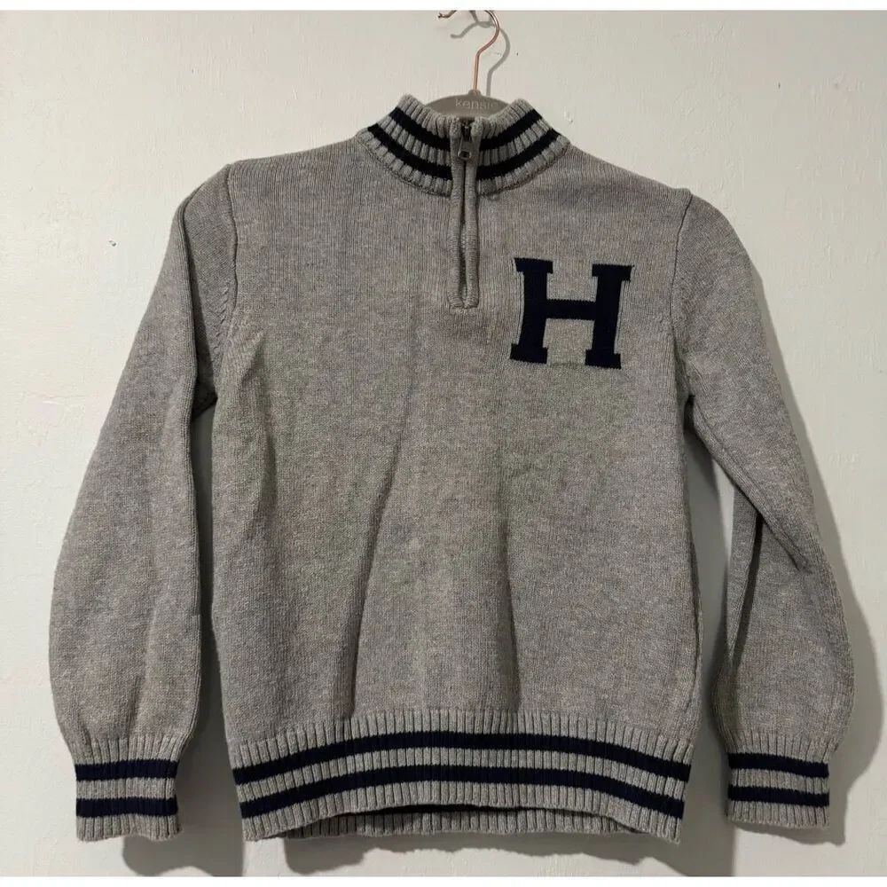 Tommy Hilfiger boys gray H logo sweater 8/10 S